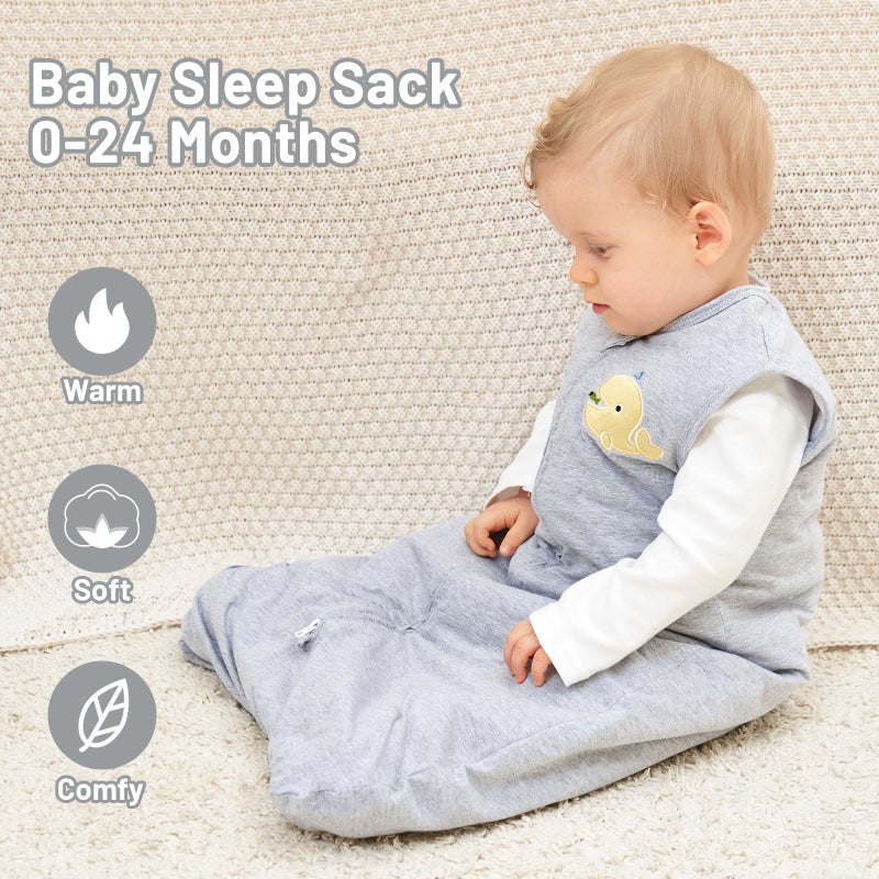 Roksuma Infant Sleep Sack 6-12 Months Winter Quilted 2.5 Tog 100% Cotton 2-Way Zipper Unisex Warm Baby Soft Toddler Wearable Blanket (Medium) - Image 2